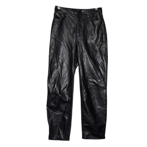 Abercrombie Ankle Straight Ultra High Rise Faux Leather Pants Black Sz 29/8 LONG - Picture 2 of 9